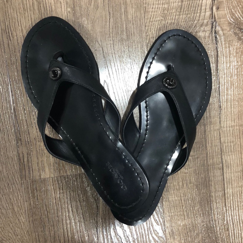 Black Coach flip flops